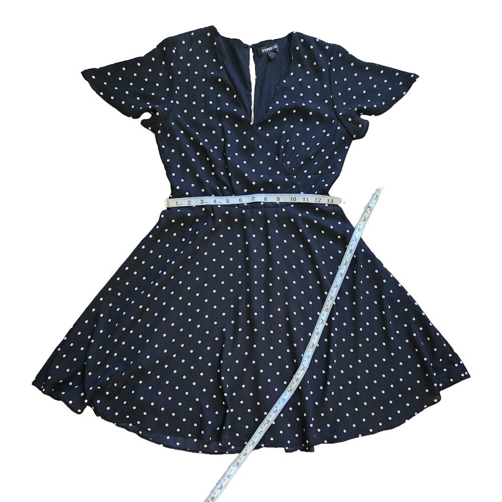 Express Polka Dot Flutter Sleeve Fit & Flare Dres… - image 7